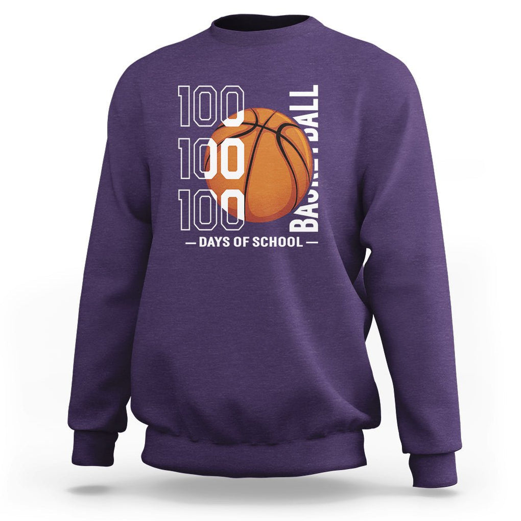 100th Day Of School Basketball Player Sweatshirt TS09 Purple Printyourwear
