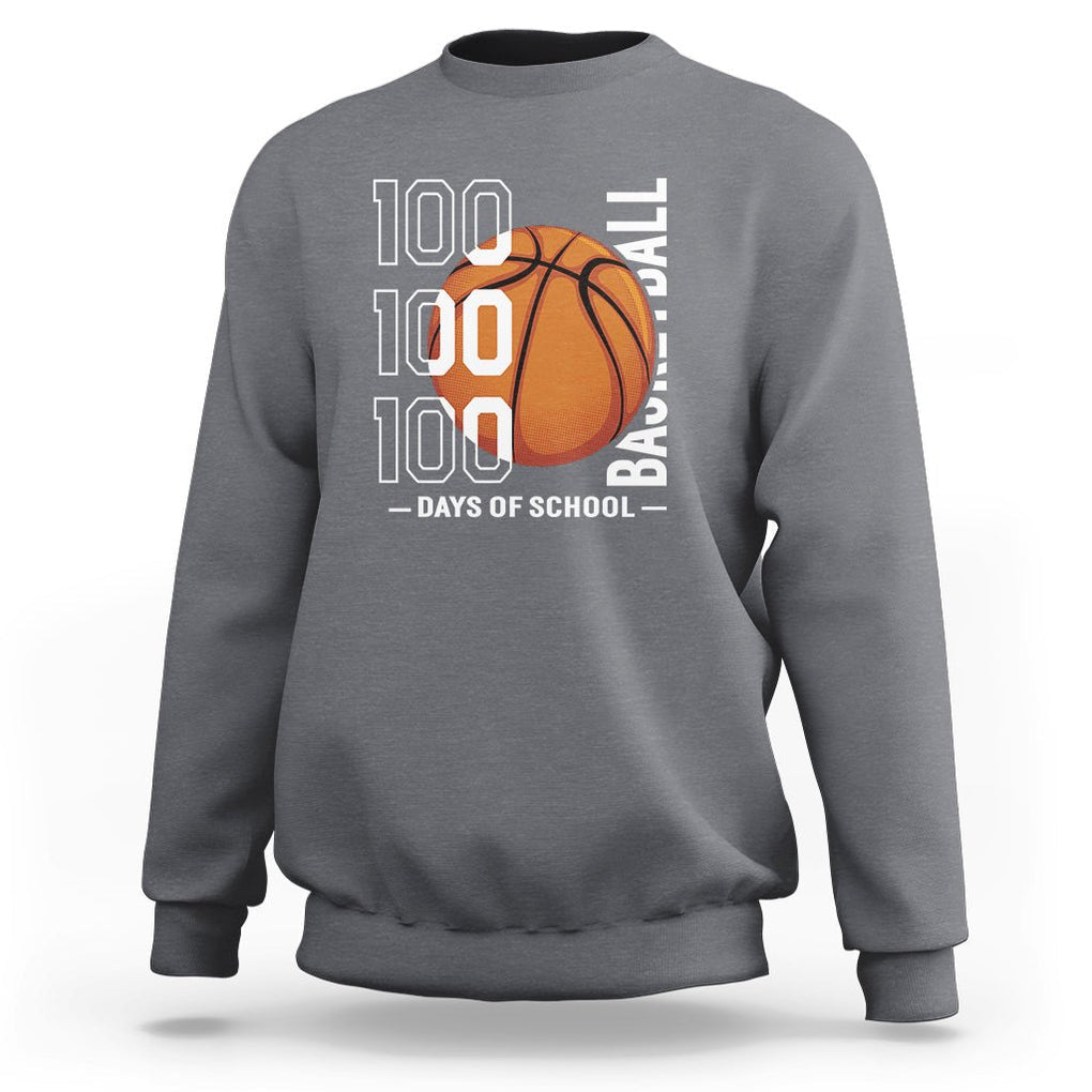 100th Day Of School Basketball Player Sweatshirt TS09 Charcoal Printyourwear