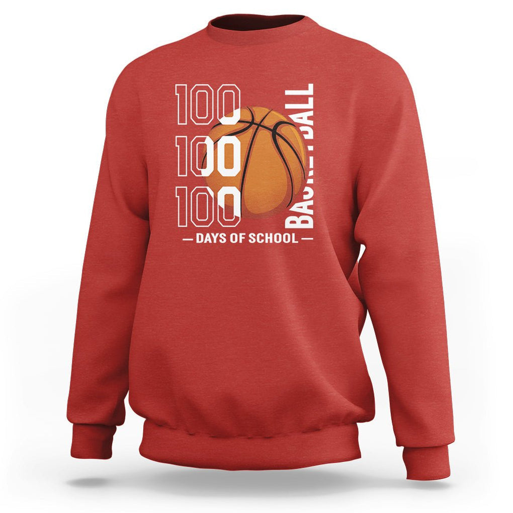 100th Day Of School Basketball Player Sweatshirt TS09 Red Printyourwear