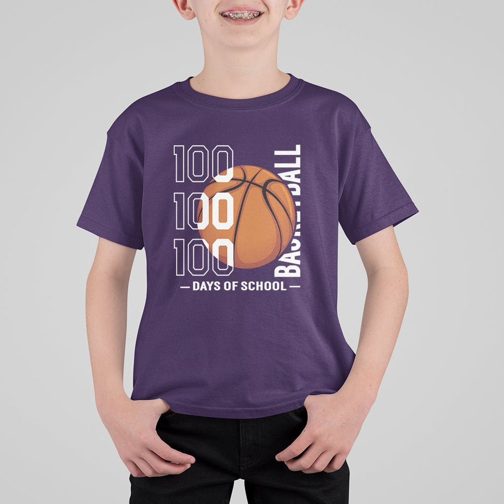 100th Day Of School Basketball Player T Shirt For Kid TS09 Purple Printyourwear