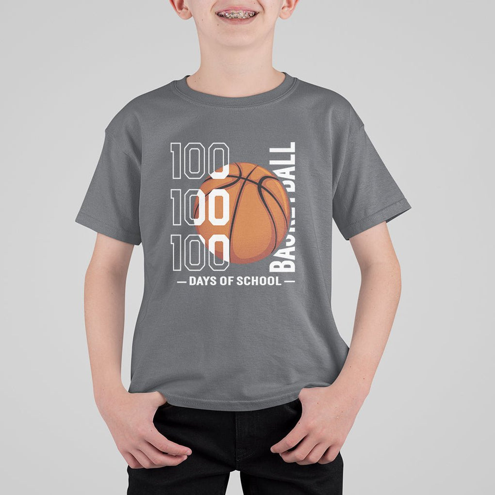 100th Day Of School Basketball Player T Shirt For Kid TS09 Charcoal Printyourwear