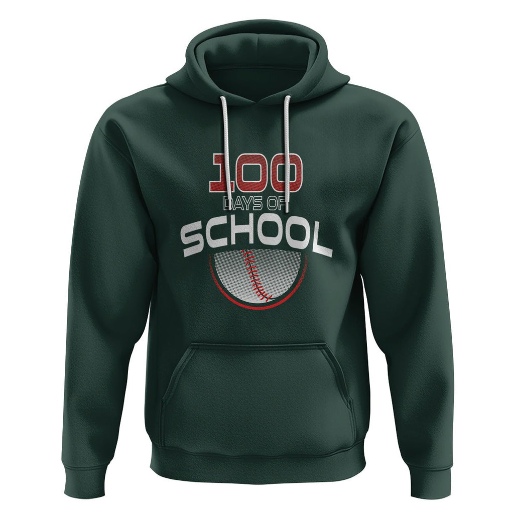 100th Day Of School Cool Baseball Player Hoodie TS09 Dark Forest Green Printyourwear