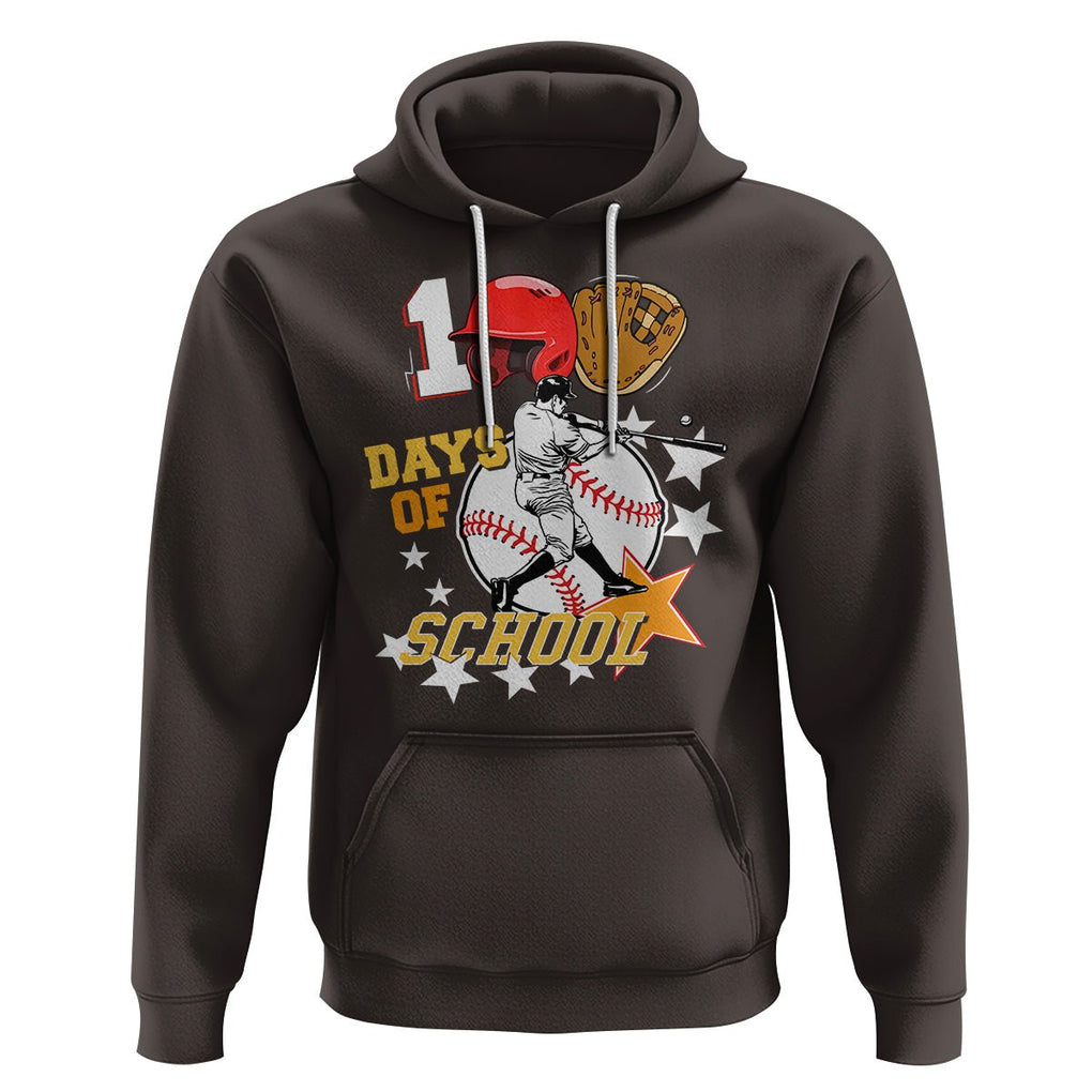 100th Day Of School Cool Baseball Player Hoodie TS09 Dark Chocolate Printyourwear