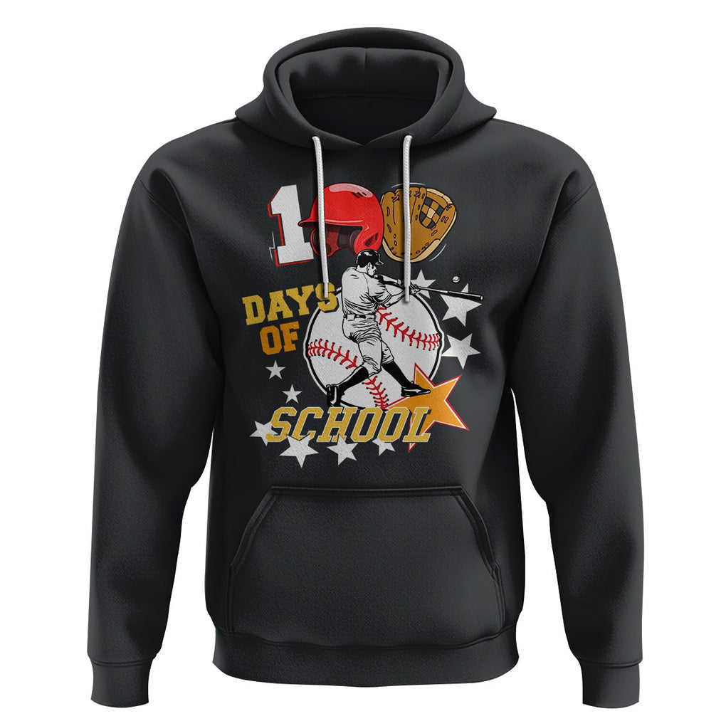 100th Day Of School Cool Baseball Player Hoodie TS09 Black Printyourwear