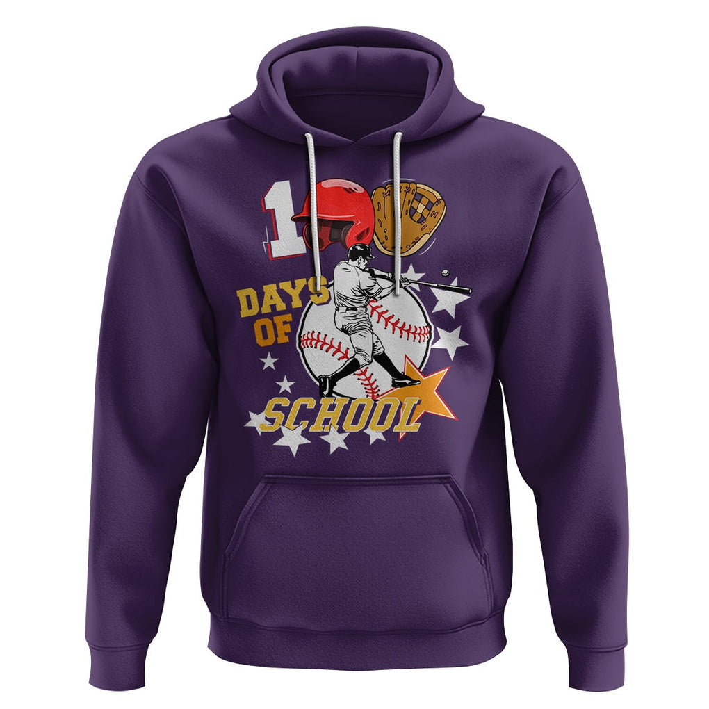100th Day Of School Cool Baseball Player Hoodie TS09 Purple Printyourwear