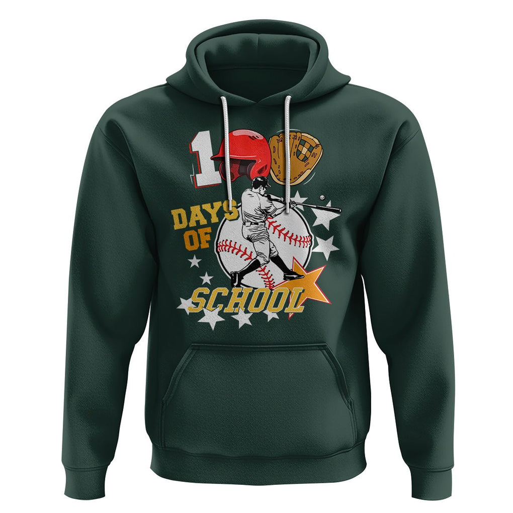 100th Day Of School Cool Baseball Player Hoodie TS09 Dark Forest Green Printyourwear