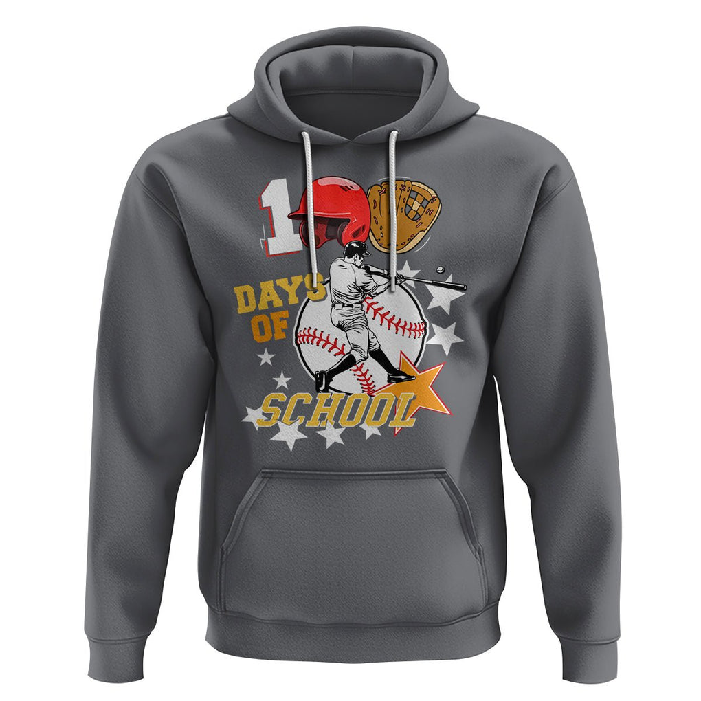 100th Day Of School Cool Baseball Player Hoodie TS09 Charcoal Printyourwear