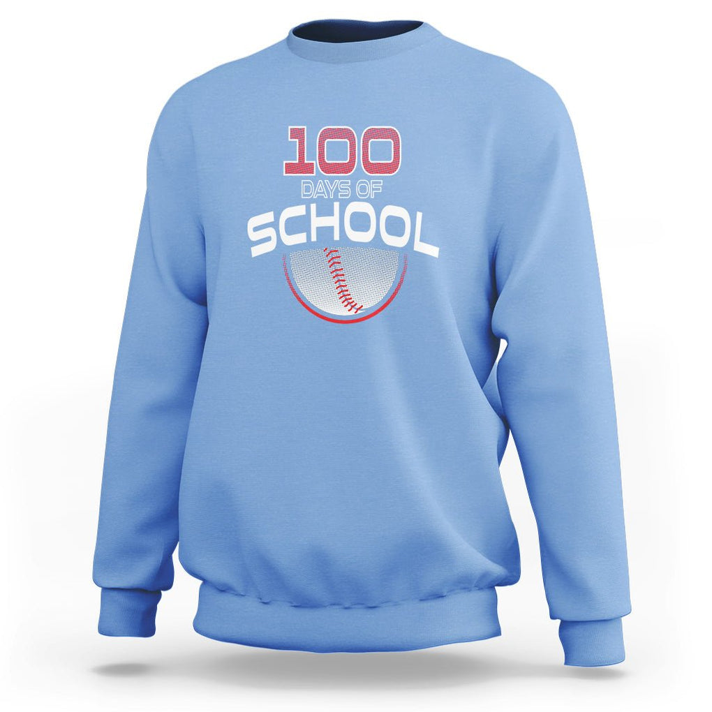 100th Day Of School Cool Baseball Player Sweatshirt TS09 Carolina Blue Printyourwear