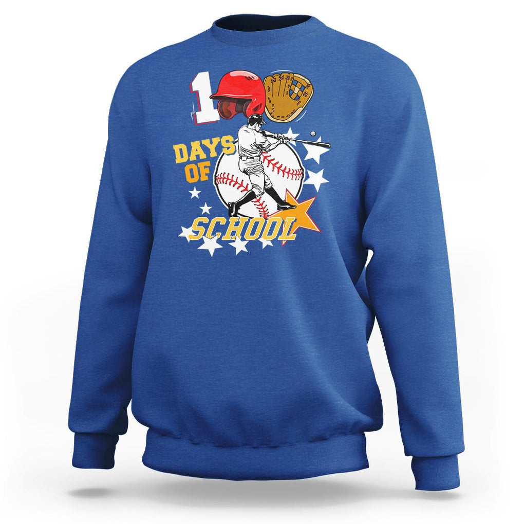 100th Day Of School Cool Baseball Player Sweatshirt TS09 Royal Blue Printyourwear