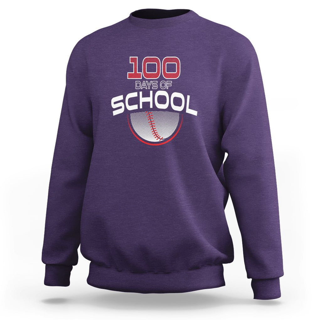 100th Day Of School Cool Baseball Player Sweatshirt TS09 Purple Printyourwear