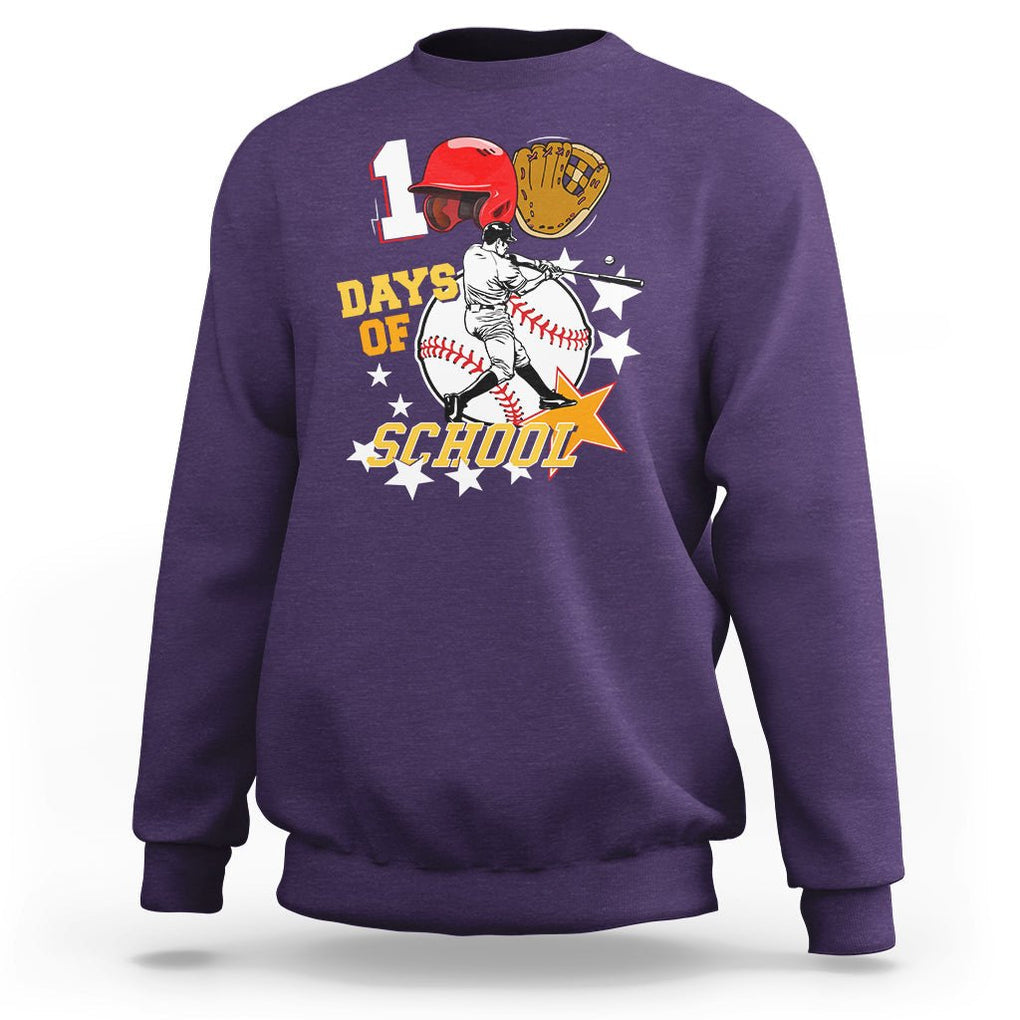100th Day Of School Cool Baseball Player Sweatshirt TS09 Purple Printyourwear