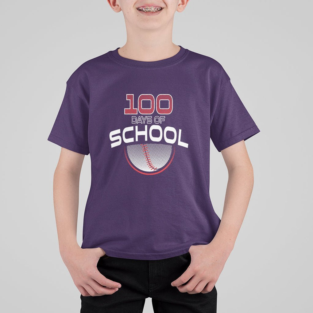 100th Day Of School Cool Baseball Player T Shirt For Kid TS09 Purple Printyourwear