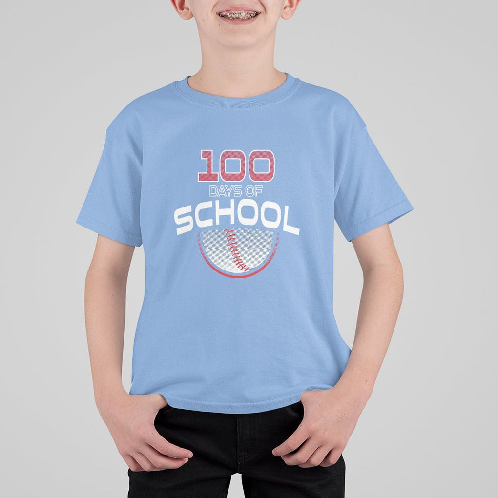 100th Day Of School Cool Baseball Player T Shirt For Kid TS09 Carolina Blue Printyourwear