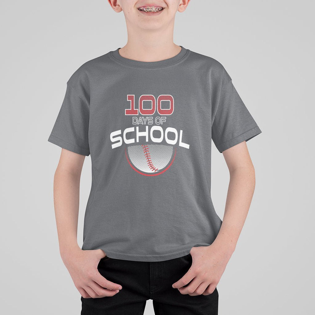 100th Day Of School Cool Baseball Player T Shirt For Kid TS09 Charcoal Printyourwear