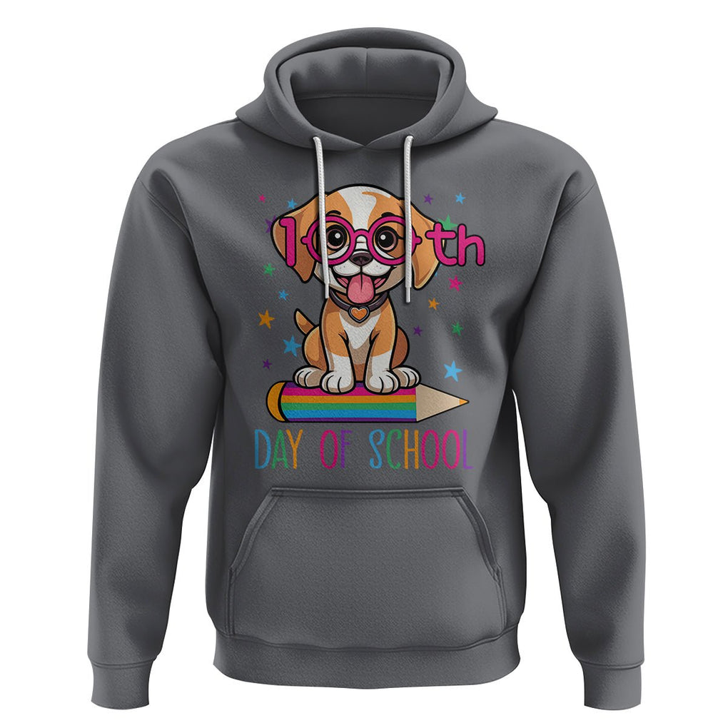100th Day Of School Cute Dog Puppy Hoodie TS09 Charcoal Printyourwear