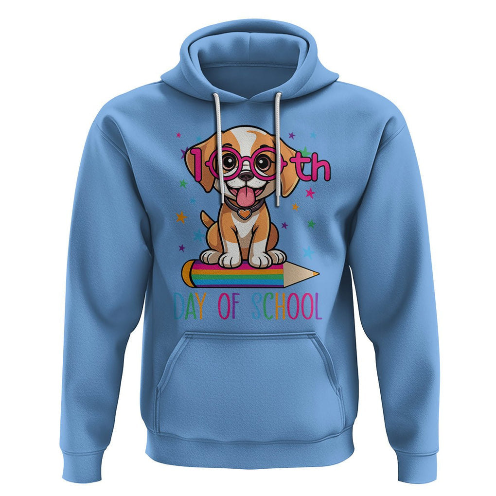 100th Day Of School Cute Dog Puppy Hoodie TS09 Carolina Blue Printyourwear