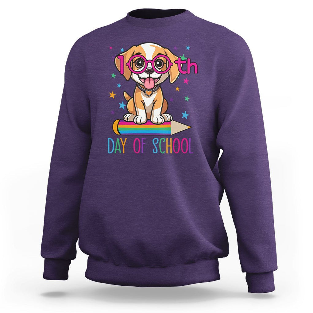 100th Day Of School Cute Dog Puppy Sweatshirt TS09 Purple Printyourwear