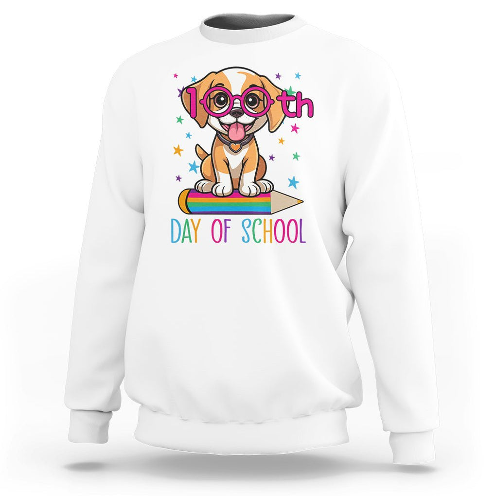 100th Day Of School Cute Dog Puppy Sweatshirt TS09 White Printyourwear