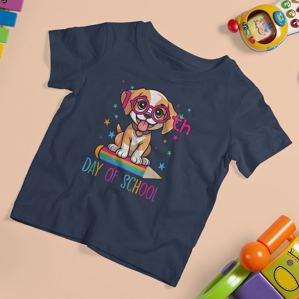 100th Day Of School Cute Dog Puppy T Shirt For Kid TS09 Navy Printyourwear