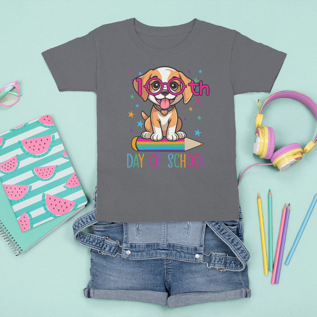 100th Day Of School Cute Dog Puppy T Shirt For Kid TS09 Charcoal Printyourwear