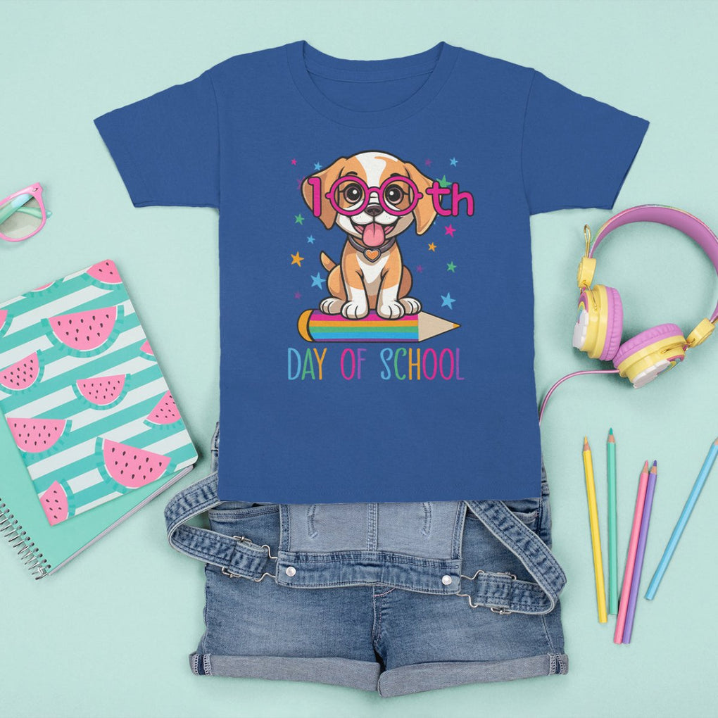 100th Day Of School Cute Dog Puppy T Shirt For Kid TS09 Royal Blue Printyourwear