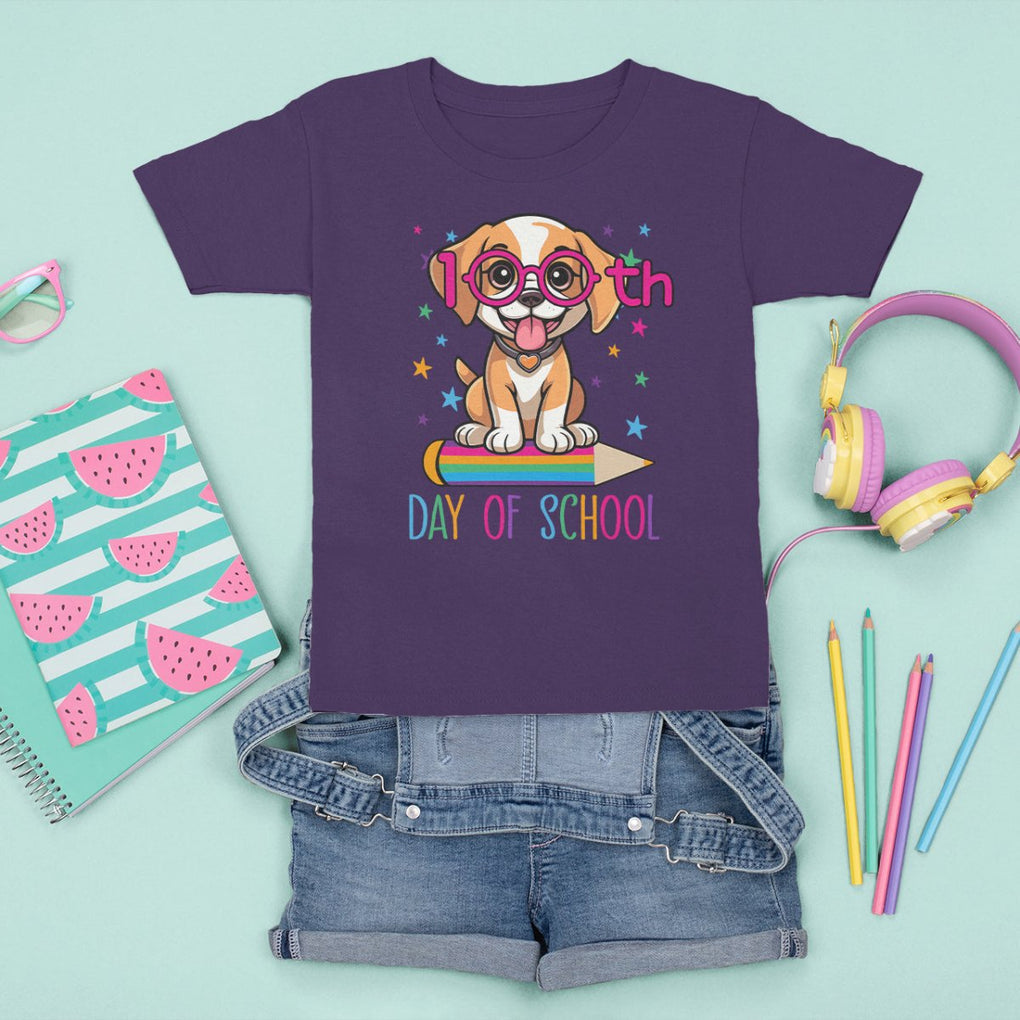 100th Day Of School Cute Dog Puppy T Shirt For Kid TS09 Purple Printyourwear