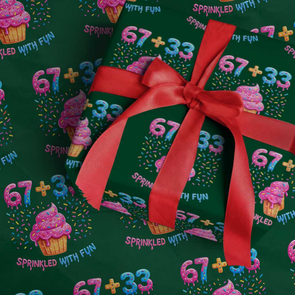 100th Day of School Girl Wrapping Paper Roll 67 33 100 Days Sprinkled With Fun Cupcake Six Seven Meme TS10 Green Print Your Wear