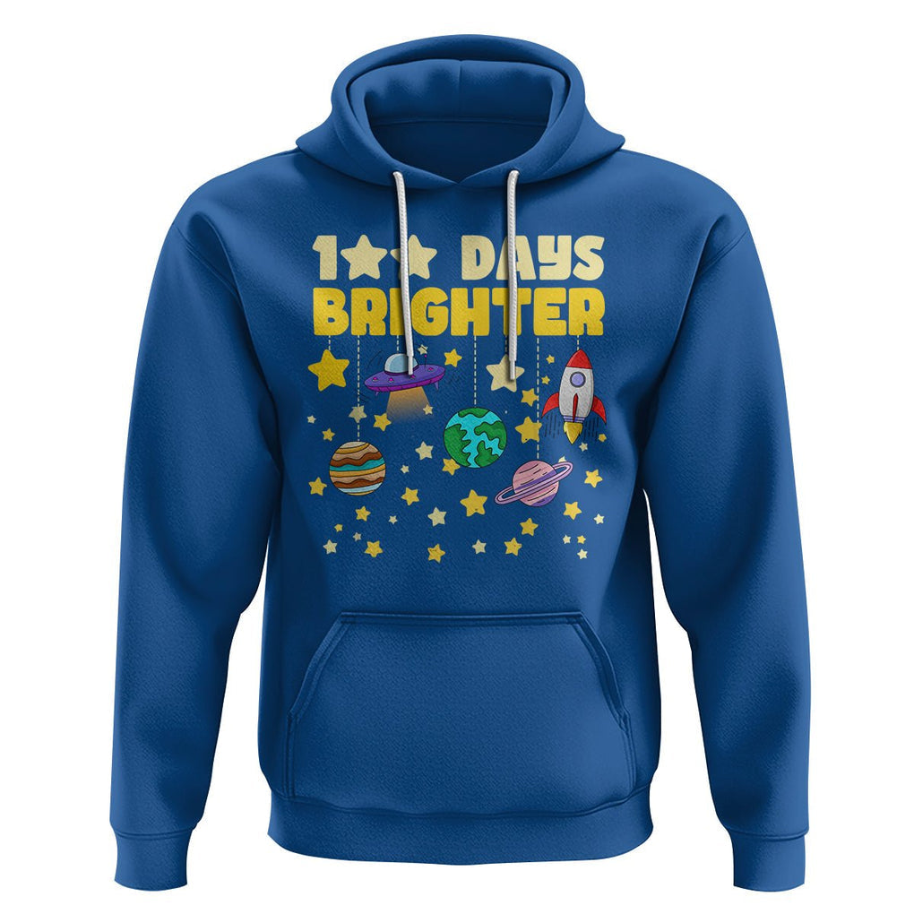 100th Day Of School Hoodie 100 Days Brighter Stars Rocket Outer Space TS09 Royal Blue Printyourwear