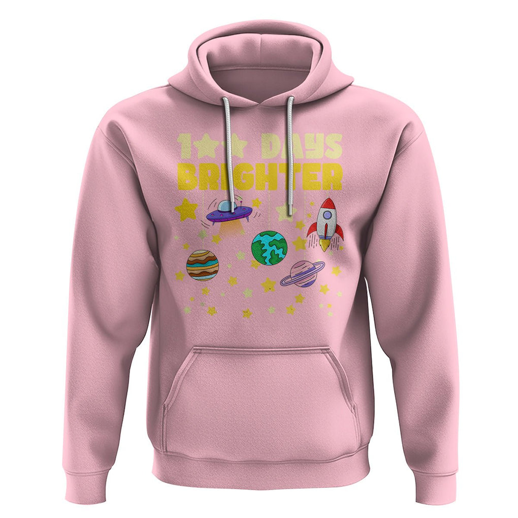 100th Day Of School Hoodie 100 Days Brighter Stars Rocket Outer Space TS09 Light Pink Printyourwear