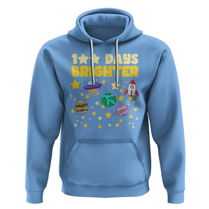 100th Day Of School Hoodie 100 Days Brighter Stars Rocket Outer Space TS09 Carolina Blue Printyourwear