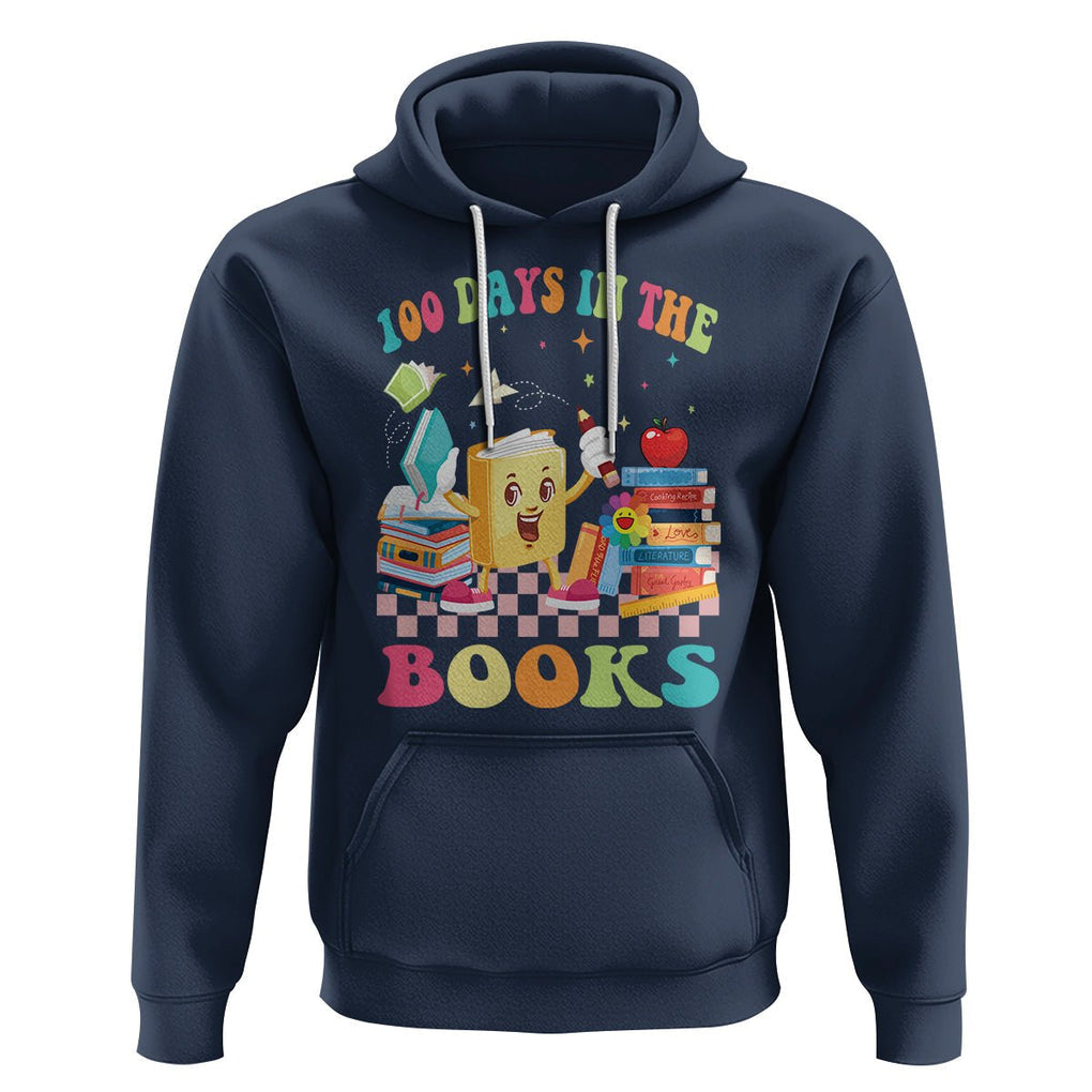 100th Day Of School Hoodie 100 Days In The Books Reading Bookworm TS09 Navy Printyourwear