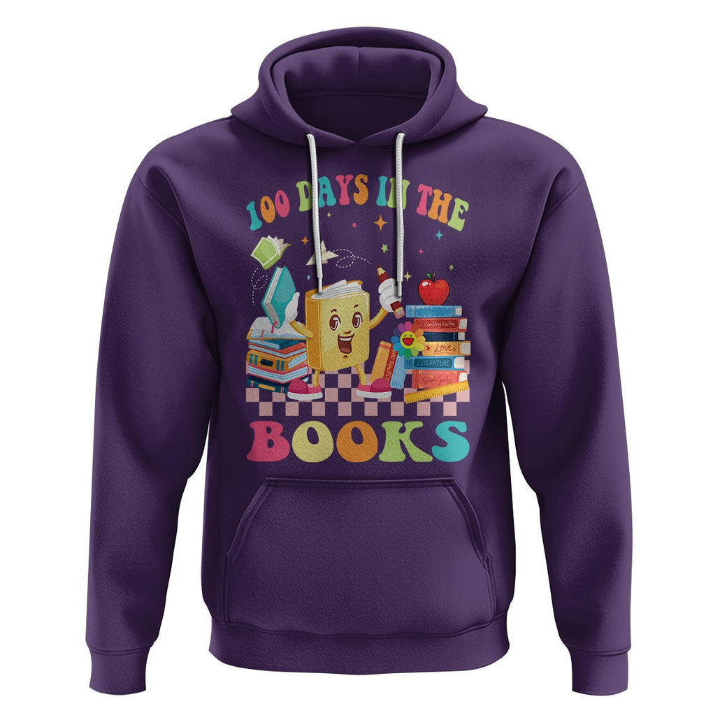 100th Day Of School Hoodie 100 Days In The Books Reading Bookworm TS09 Purple Printyourwear
