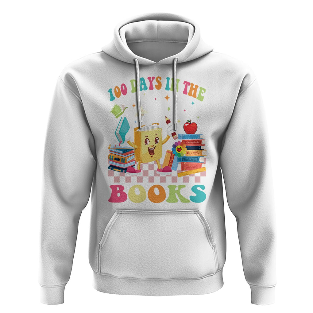 100th Day Of School Hoodie 100 Days In The Books Reading Bookworm TS09 White Printyourwear