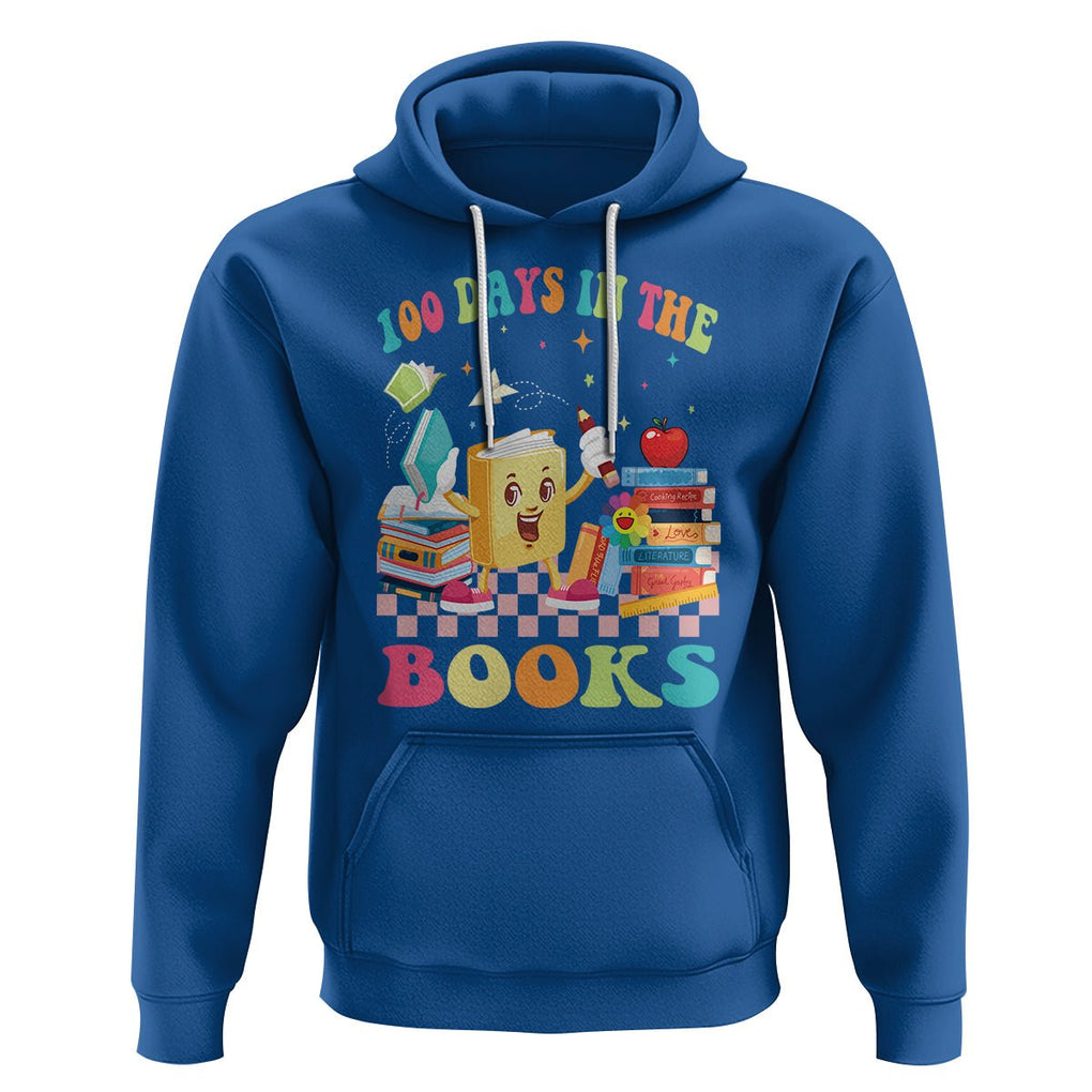 100th Day Of School Hoodie 100 Days In The Books Reading Bookworm TS09 Royal Blue Printyourwear
