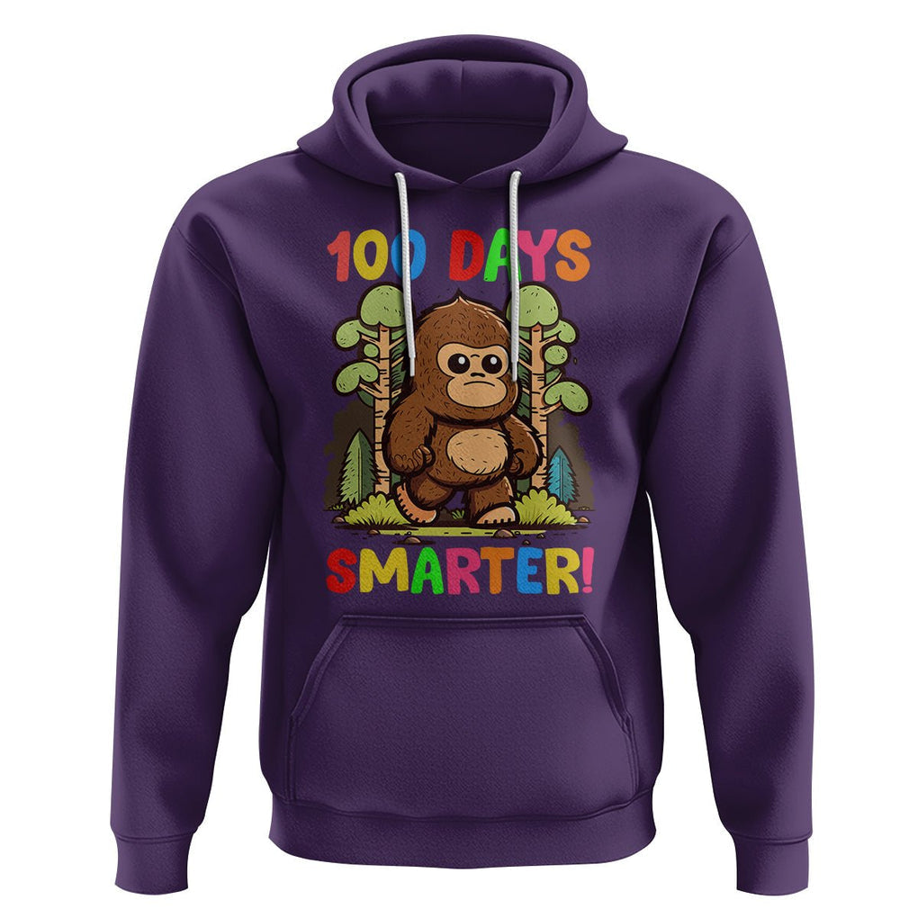 100th Day Of School Hoodie 100 Days Smarter Cute Bigfoot Sasquatch TS09 Purple Printyourwear