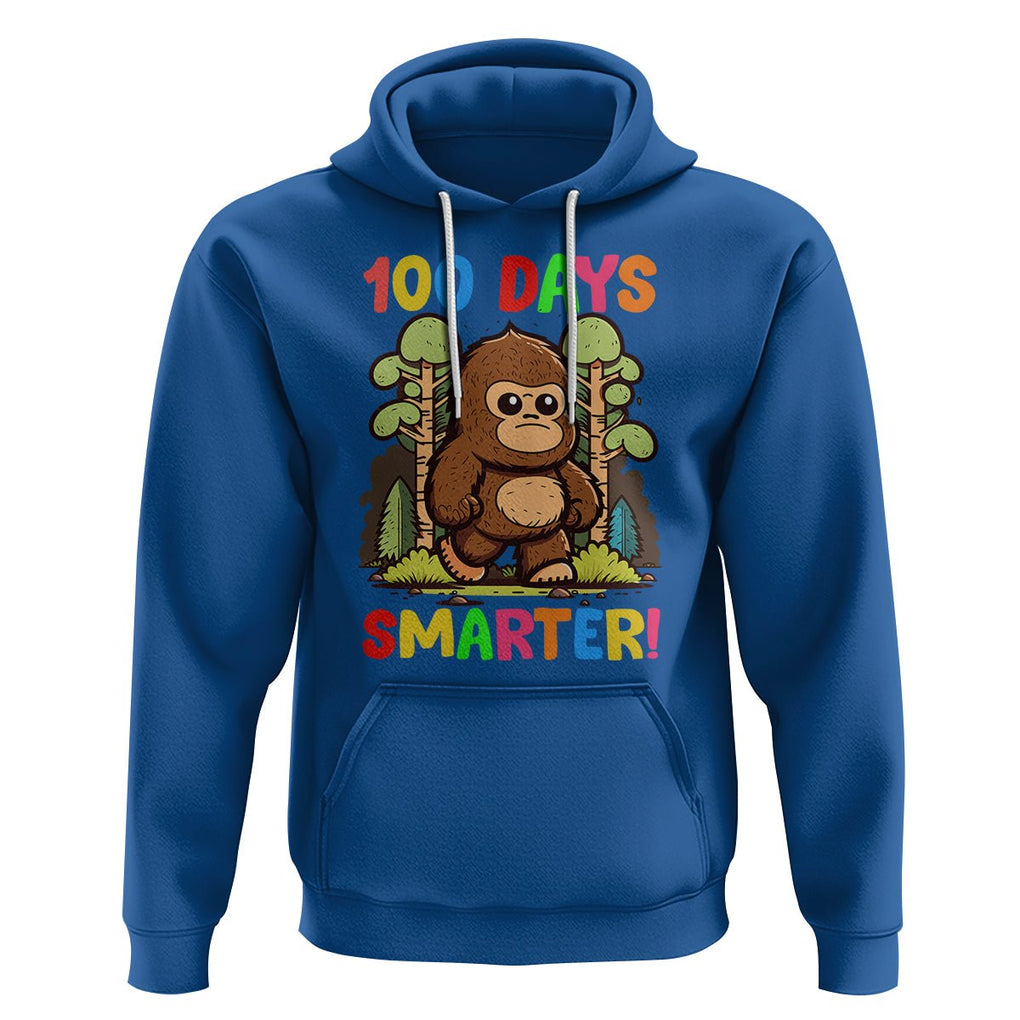 100th Day Of School Hoodie 100 Days Smarter Cute Bigfoot Sasquatch TS09 Royal Blue Printyourwear