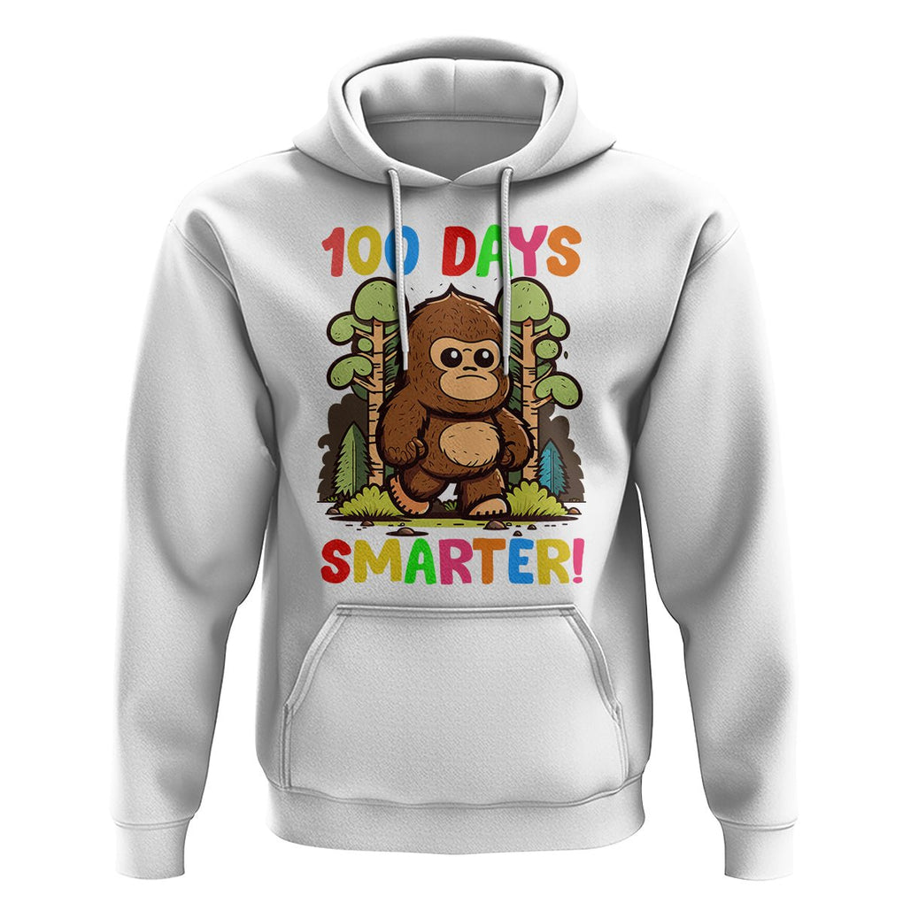 100th Day Of School Hoodie 100 Days Smarter Cute Bigfoot Sasquatch TS09 White Printyourwear