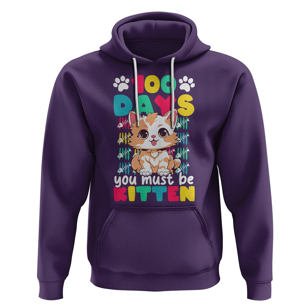 100th Day Of School Hoodie 100 Days You Must Be Kitten Cute Cat TS09 Purple Printyourwear