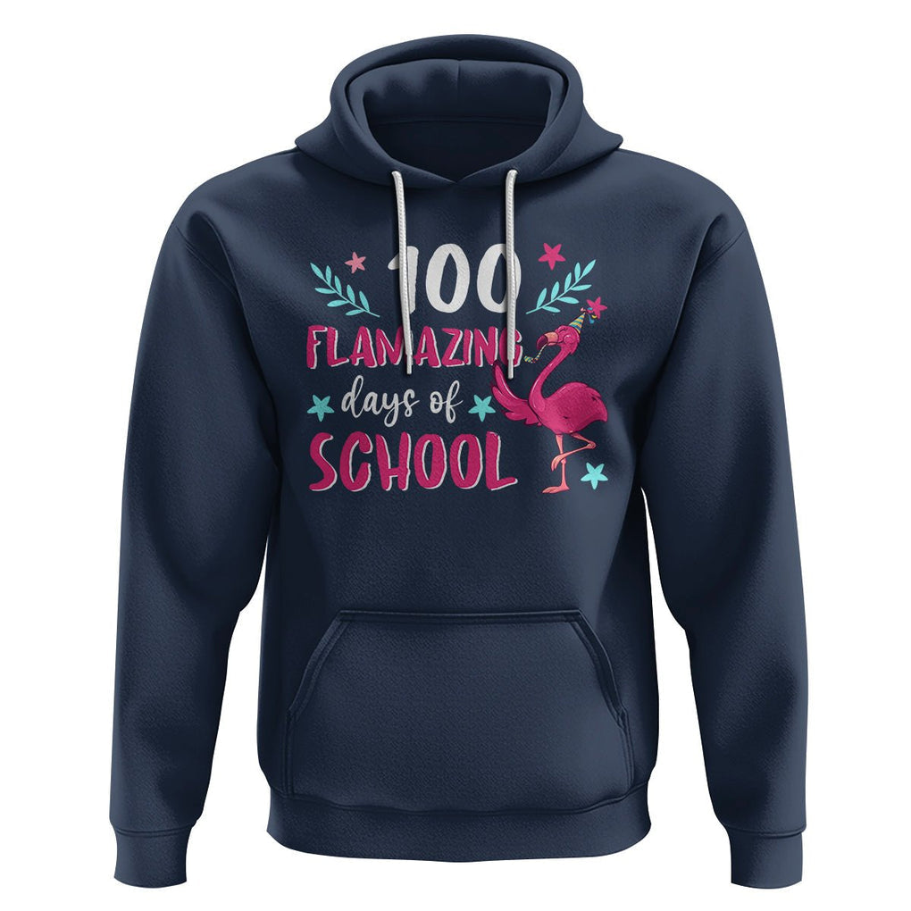 100th Day Of School Hoodie 100 Flamazing Days Flamingo TS09 Navy Printyourwear
