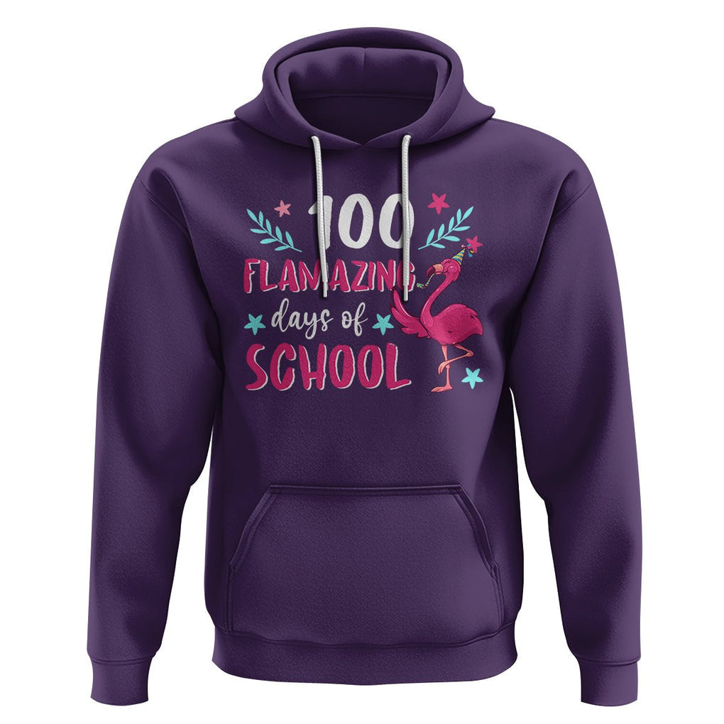 100th Day Of School Hoodie 100 Flamazing Days Flamingo TS09 Purple Printyourwear