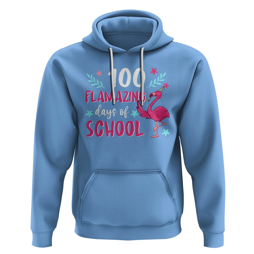 100th Day Of School Hoodie 100 Flamazing Days Flamingo TS09 Carolina Blue Printyourwear