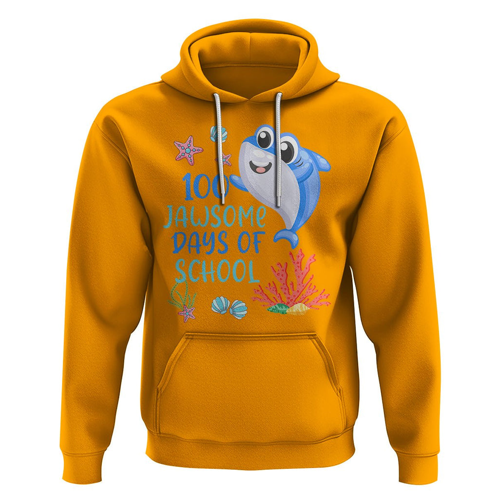 100th Day Of School Hoodie 100 Jawsome Days Funny Shark TS09 Gold Printyourwear