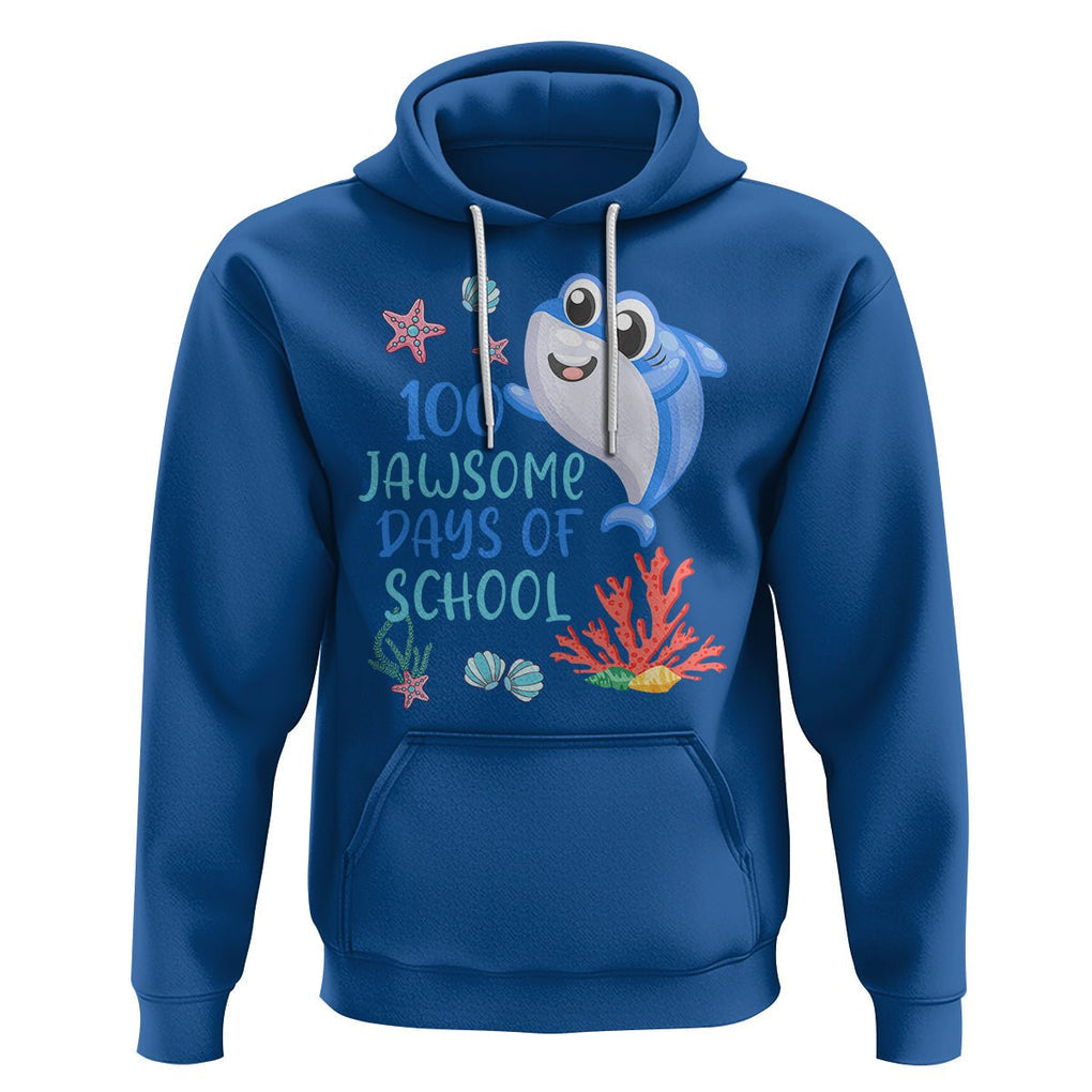 100th Day Of School Hoodie 100 Jawsome Days Funny Shark TS09 Royal Blue Printyourwear