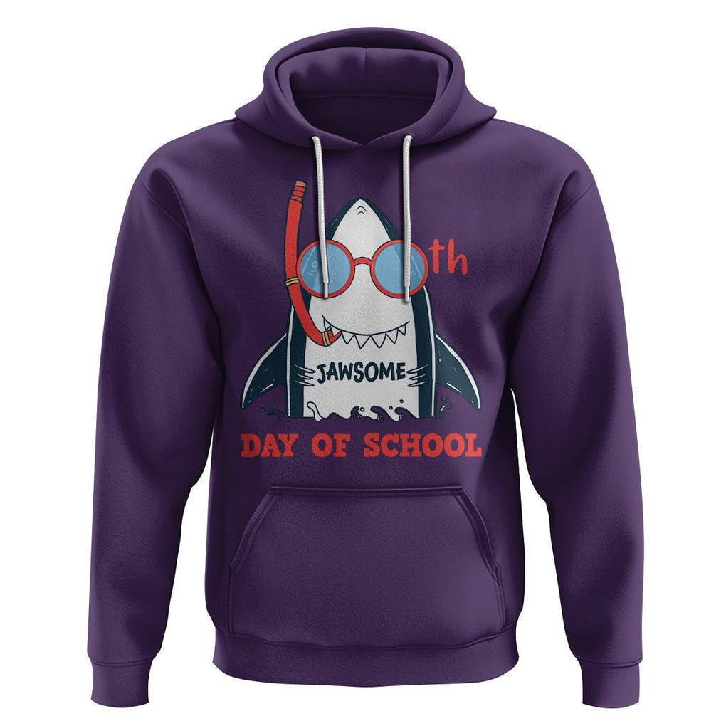 100th Day Of School Hoodie 100 Jawsome Days Funny Shark TS09 Purple Printyourwear
