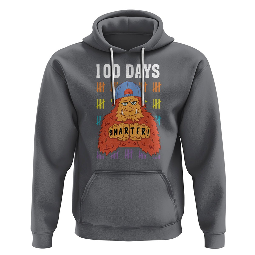 100th Day Of School Hoodie 101 Days Smarter Cool Bigfoot Sasquatch TS09 Charcoal Printyourwear