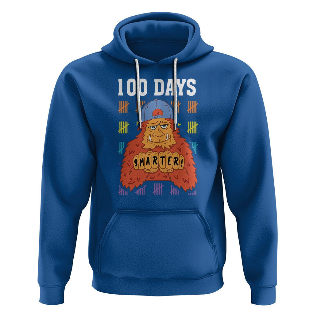 100th Day Of School Hoodie 101 Days Smarter Cool Bigfoot Sasquatch TS09 Royal Blue Printyourwear