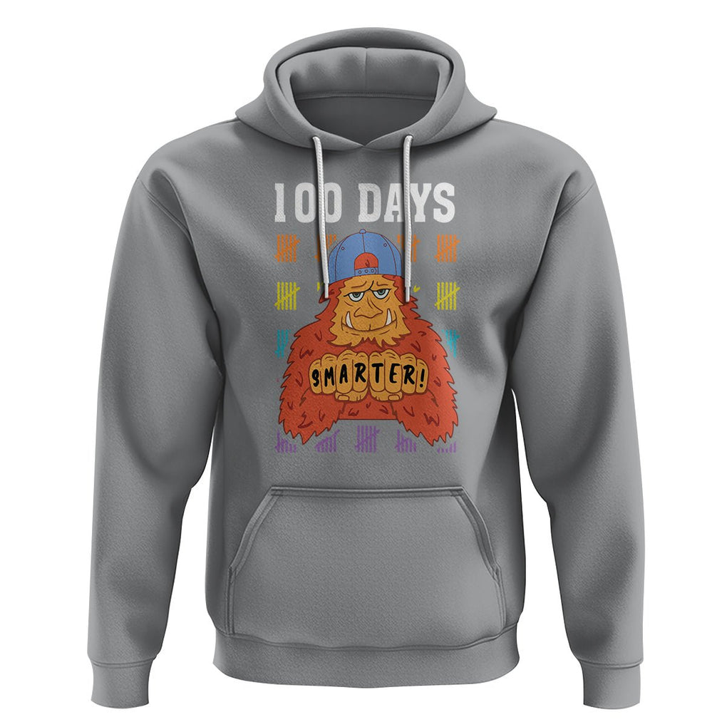 100th Day Of School Hoodie 101 Days Smarter Cool Bigfoot Sasquatch TS09 Sport Gray Printyourwear
