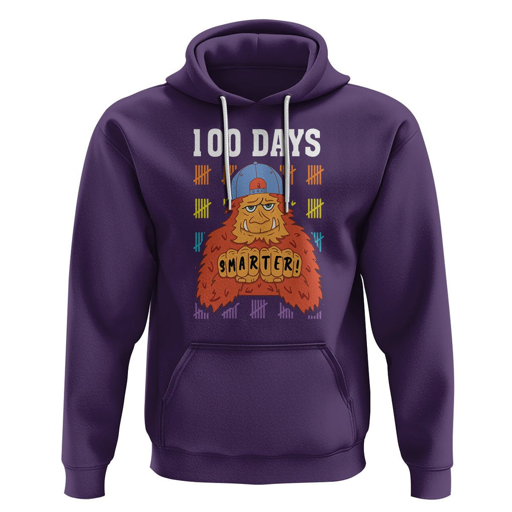 100th Day Of School Hoodie 101 Days Smarter Cool Bigfoot Sasquatch TS09 Purple Printyourwear