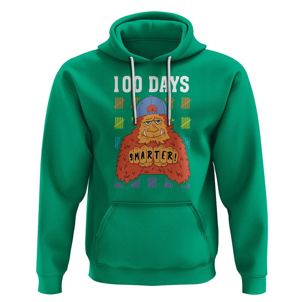 100th Day Of School Hoodie 101 Days Smarter Cool Bigfoot Sasquatch TS09 Irish Green Printyourwear