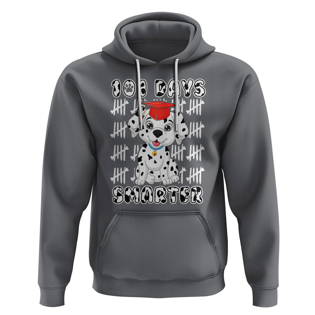 100th Day Of School Hoodie 101 Days Smarter Cute Dalmatian Dog TS09 Charcoal Printyourwear
